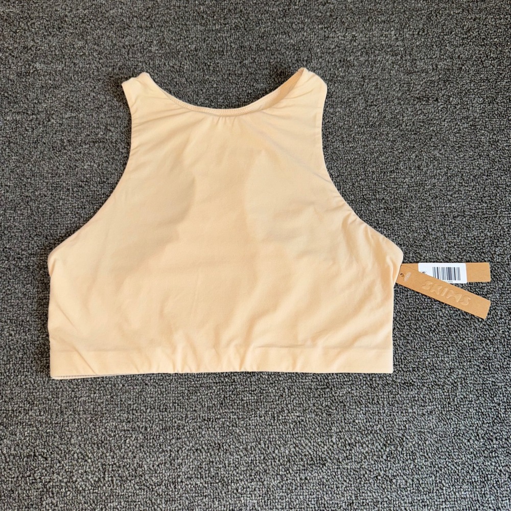 SKIMS Fits Everybody High Neck Bra Sand Nude Racerback Bralette Medium NWT